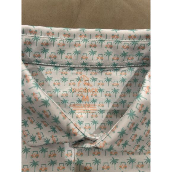 Rhoback The Koopa Palm Tree Golf Cart Mens Medium Polo Shirt White - Picture 3 of 7